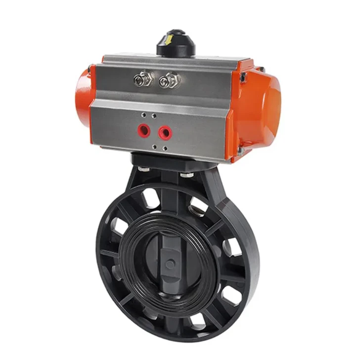 New Arrival Pvc Flange Butterfly Valve With Pneumatic Actuator